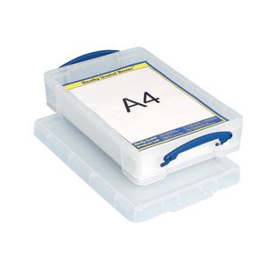 Really Useful 4L Plastic Storage Box + Lid 395x255x80mm Clear KING4C
