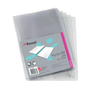Rexel Nyrex Twin Wallet A4 Clear (Pack of 25) 12195