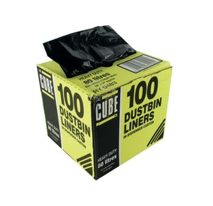 Le Cube Dustbin Liner Dispenser 80 Litre Black (Pack of 100) 0483