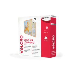 Velcro Stick On Tape Loop Only 20mmx10m White VEL-EC60222