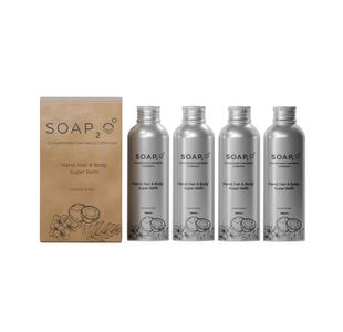 Soap2o Hair+Hand+Body Gel Super Refill Makes 4L Pack of 4 S2OAB150