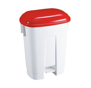 Derby Plastic Pedal Bin 60 Litre White/Red 500x360x680mm 348012