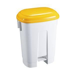 Derby 60 Litre White/Yellow Plastic Pedal Bin 348014