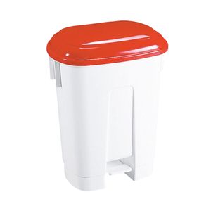 Derby Plastic Pedal Bin 30 Litre White/Red 470x360x510mm 348021