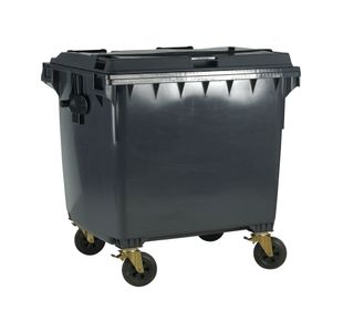 Wheelie Bin with Flat Lid 1100 Litre Grey (Dimensions: H1450xW1400xD1200mm) 377396