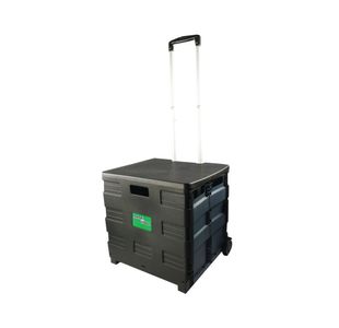 VFM Folding Container Trolley With Lid 35kg Capacity Black/Grey 383360