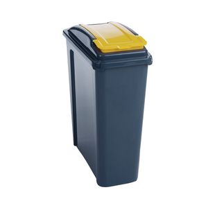 VFM Recycling Bin with Lid 25 Litre Yellow 190x400x510mm 384283