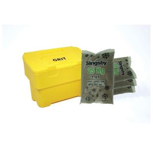 Salt and Grit Bin Supplied with Salt Yellow 115L 395091