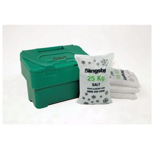 Salt and Grit Bin Supplied with Salt Green 115L 395097