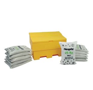 Rota-moulded Stackable Salt and Grit Bin Supplied with White Salt Yellow 285L 395106