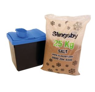 Economy Salt and Grit Bin Kit Yellow 30L with 25kg De-icing Salt 399636