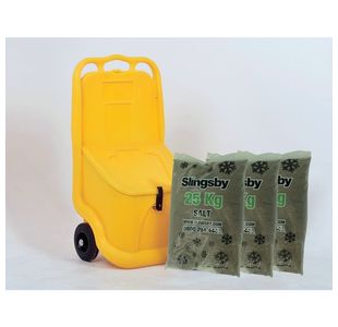 Mobile Salt and Grit Bin Kit Yellow 75L with De-icing Salt 399638