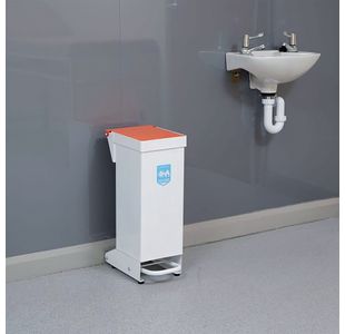 Fire Retardant Steel Sackholder White Body with Orange Lid 28L 410361
