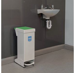 Fire Retardant Steel Sackholder White Body with Green Lid 28L 410362