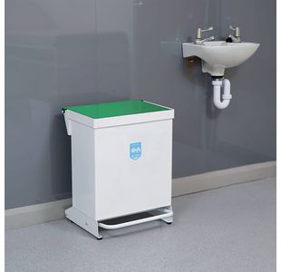 Fire Retardant Steel Sackholder White Body with Green Lid 42L 410368