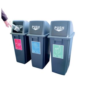 VFM Slim Recycling Bins with Range of Stickers (Set of 3) 416995