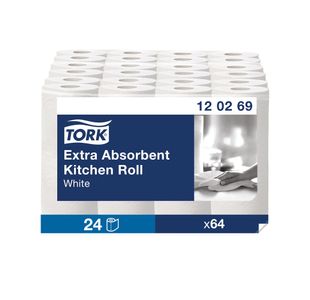 Tork Extra Absorbent Kitchen Roll 2-Ply White (Pack of 24) 120269