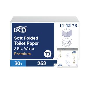 Tork T3 Folded Toilet Tissue 2-Ply 252 Sheets (Pack of 30) 114273