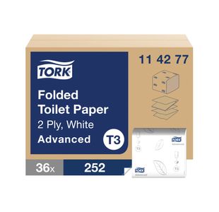 Tork Folded Toilet Paper White (Pack of 8712) 114277