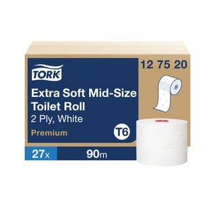 Tork T6 Soft Mid-Size Toilet Roll 2-Ply 90m (Pack of 27) 127520