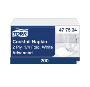 Tork Cocktail Napkins 2-Ply White (Pack of 200) 477534