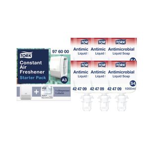 Tork Antimicrobial Hand Washing Liquid Soap (Pack of 6) + FREE Air Freshener Pack