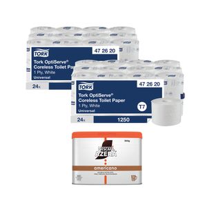 Tork OptiServe Coreless 1-Ply Toilet Roll x24 Buy 2 FOC Nescafe Azera