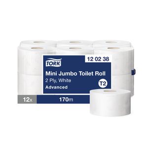Tork T2 Mini Jumbo Toilet Roll 2-Ply (Pack of 12) 120238