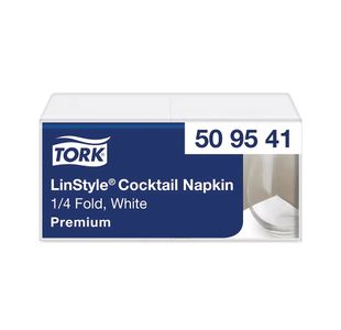 Tork Linstyle Cocktail Napkin White 4 Fold (Pack of 100) 509541