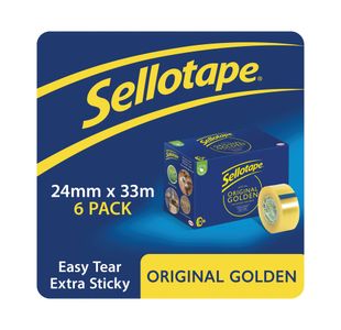 Sellotape Original Golden Tape 24mmx33m Pack of 6 1443254