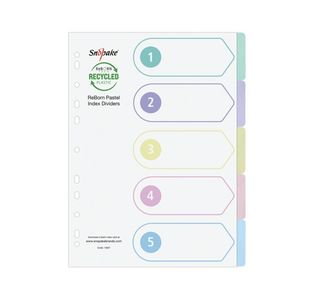 Snopake Reborn Ring Binder 5-Part Index Dividers A4 (Pack of 5) 15927