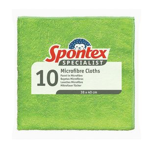 Spontex Specialist Microfibre Cloths Green (Pack of 10) 19700240