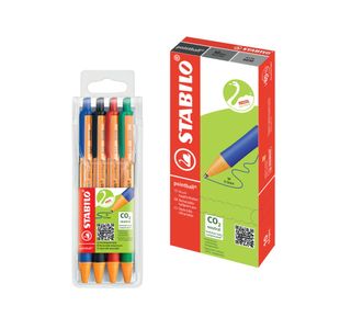 Stabilo Pointball Retractable Ballpoint Pens Blue (Pack of 10) + FOC Assorted Pointball Pens