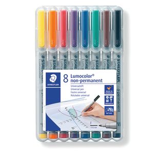 Staedtler Lumocolor Non-Permanent Fine Assorted (Pack of 8) 316 WP8