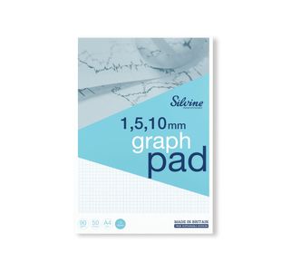 Silvine Graph Pad 1/5/10mm 50 Sheets A4 A4GP1510