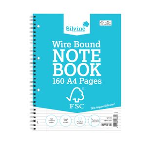 Silvine Envrionmentally Friendly Wirebound Notebook 160 Pages A4 (5 Pack) FSCTW80