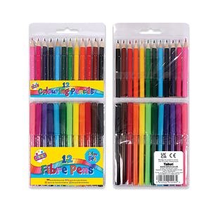 Artbox 12 Fibre Pens and 12 Half Size Pencils Assorted Pack of 12 1098