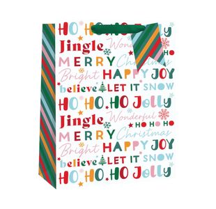 Christmas Jolly Text Gift Bag Extra Large Pack of 6 X9336A/FSC