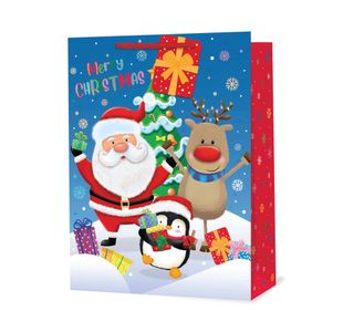 Christmas Santa Snow Scene Gift Bag Extra Large Pack of 6 X9369A/FSC