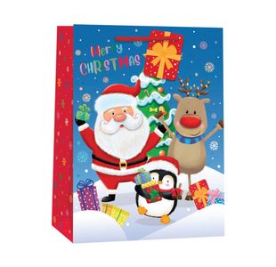 Christmas Santa Snow Scene Gift Bag Large Pack of 6 X9370A/FSC