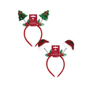 Christmas Plush Sequin Hat/Wobbly Tree Headband Pack of 12 X9942A