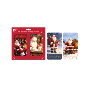 Traditional Santa Christmas Money Wallets x4 Pack of 12 X9048B