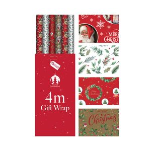 Traditional Christmas Wrapping Paper 4m Pack of 36 X9153B/FSC
