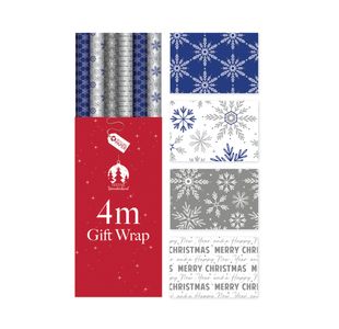 Christmas Blue Snowflakes Wrapping Paper 4m Pack of 36 X9156B/FSC