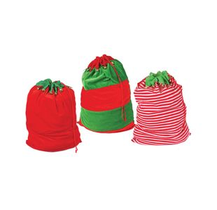 Christmas Plush Elf Sacks and Bells Set Assorted Pack of 24 X9991B