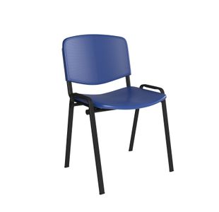 Taurus plastic meeting room stackable chair with no arms - blue with black frame