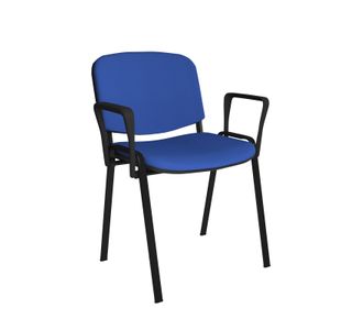Taurus meeting room stackable chair with black frame and fixed arms - blue