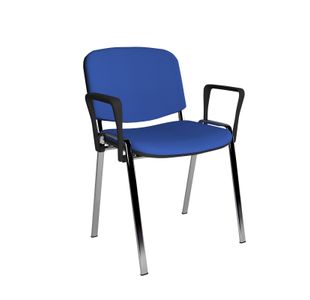 Taurus meeting room stackable chair with chrome frame and fixed arms - blue