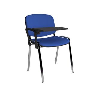 Taurus meeting room chair with chrome frame and writing tablet - blue