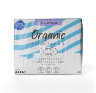 Care and Protect Sustainable Ultra Night Pads x10 (Pack of 12) 6491